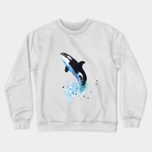 watercolor whale illustration with dripples Crewneck Sweatshirt